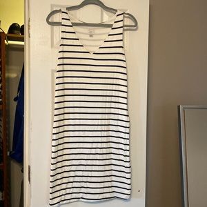 Black and Cream Striped Mini Dress
